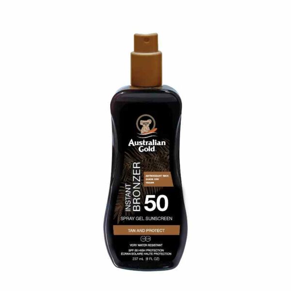 Australian Gold SPF 50 Spray Gel con Bronzer 237ML